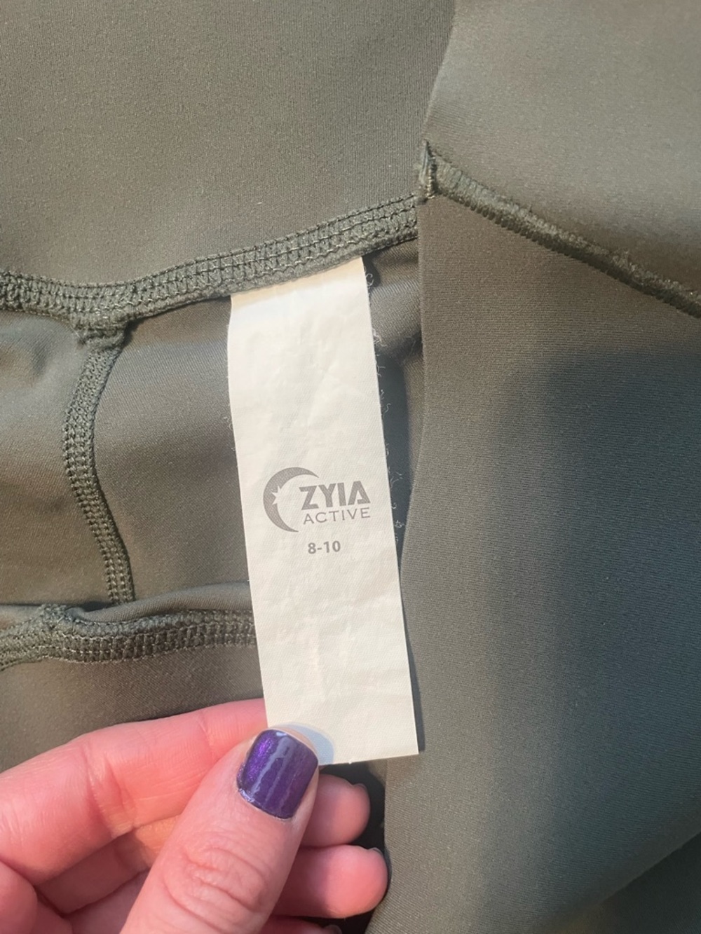 Zyia Sage Olive Green Crossover Edge Leggings Sz 8-10 - Picture 5 of 6